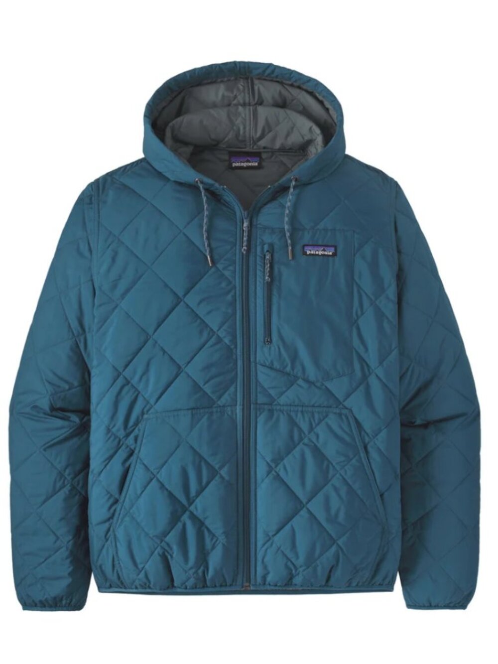 Patagonia Diamond Quilted Bomber Hoody Jacket Blue Teal Small NWOT Women's